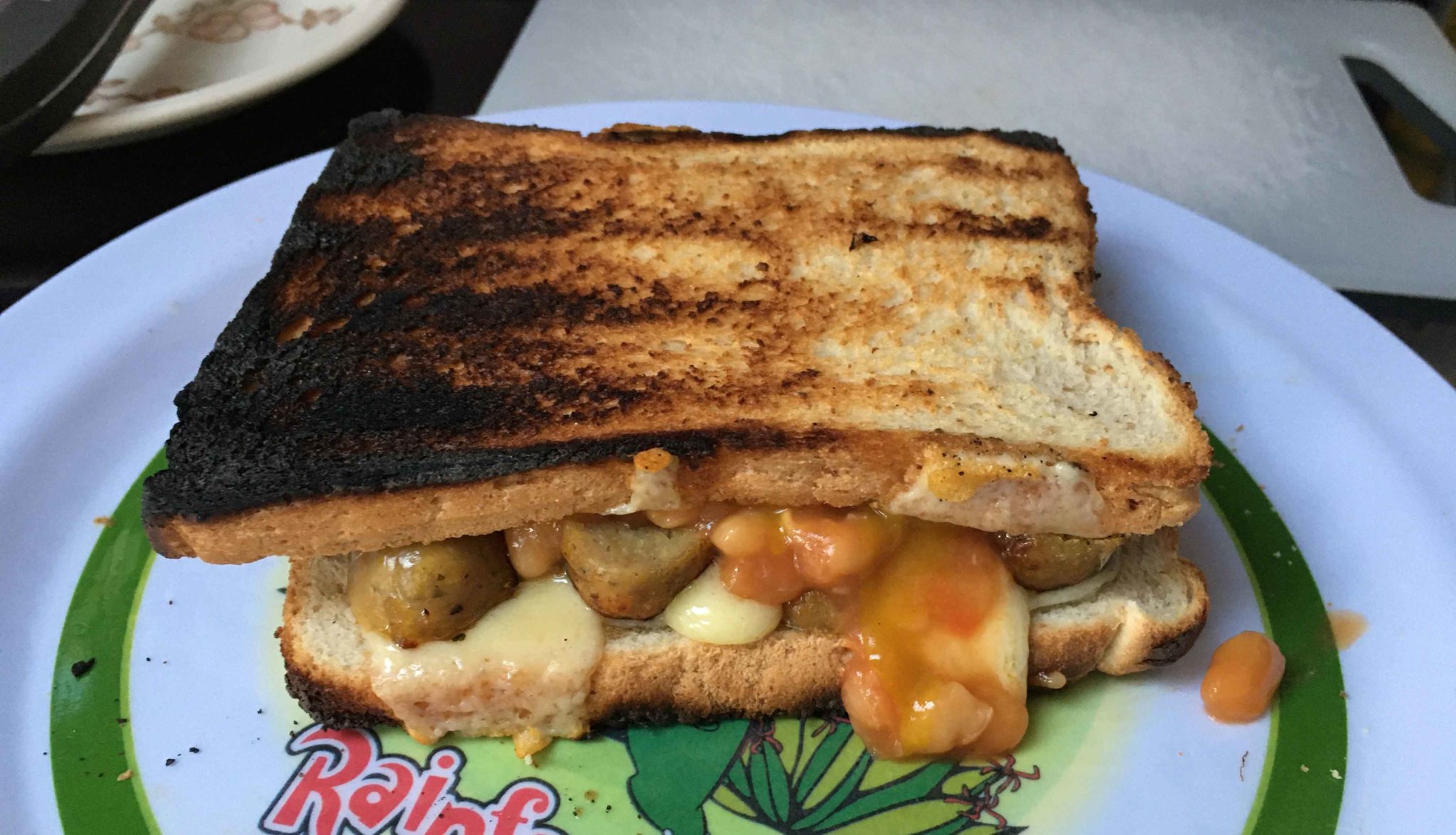 BBQ Vegetarian Sausage, Beans and Cheese Toasted Sandwich Toastie Recipes